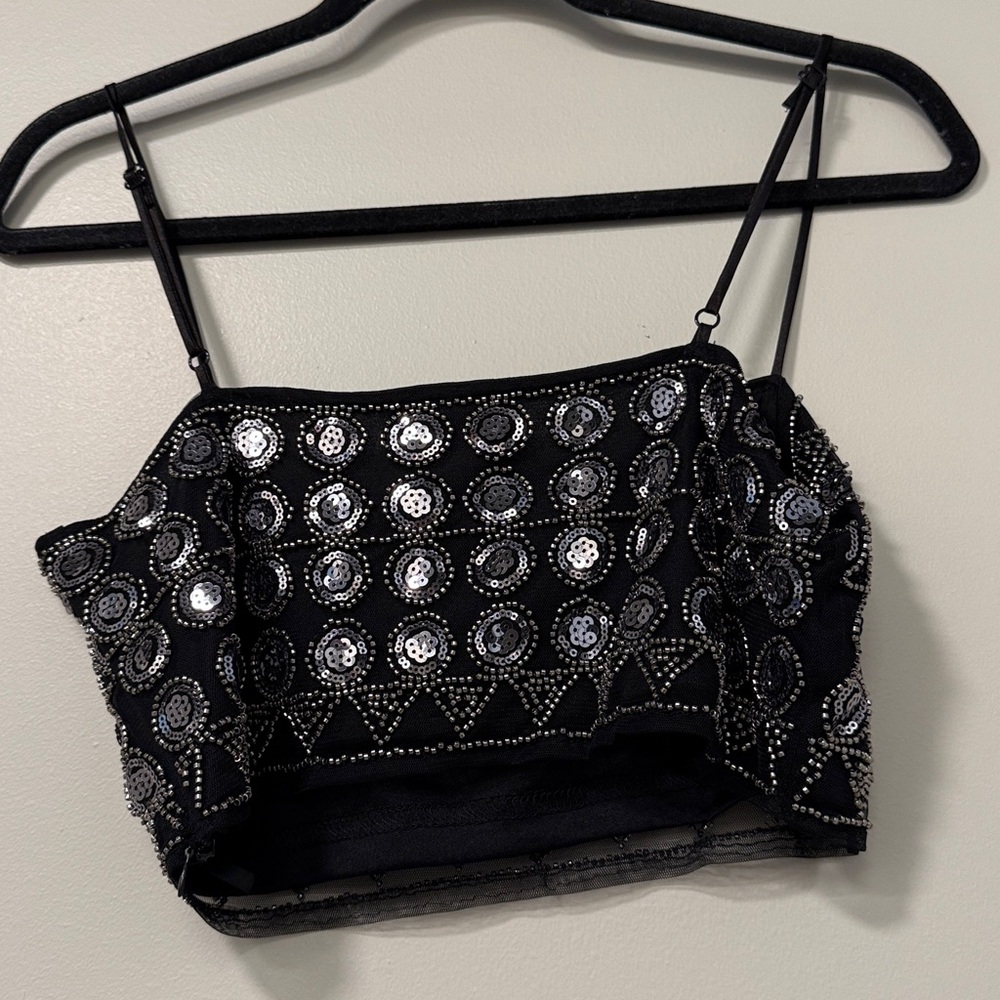 12th Tribe Dynamo Black Sequin Women's Top - Picture 3 of 3